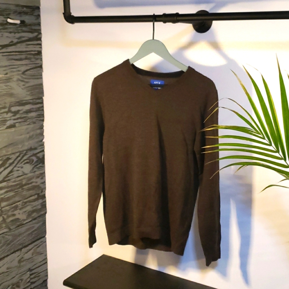 APT 9 V Neck Sweater Seriously Soft Brown